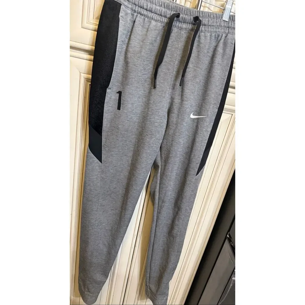 Nike Youth Dri-Fit Stock Showtime Basketball Jogger Pants Gray Black Size Small